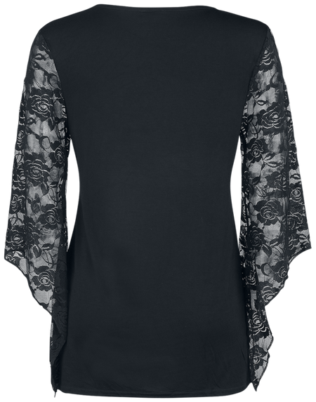 T-shirt manches longues  de Spiral - GOTHIC GRACE - F LS Lace Shoulder - S à XXL - pour Femme - noir - Spiral - View 2