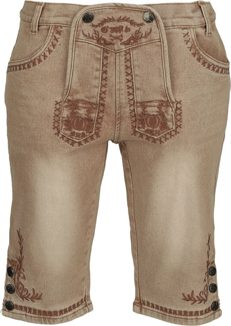 Short  de Collection Spéciale EMP - Oktoberfest Shorts in Lederoptik - S à XXL - pour Femme - beige - Collection Spéciale EMP