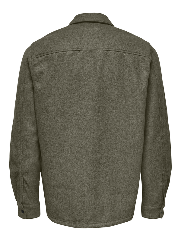 Chemise manches longues  de ONLY and SONS - ONSASH OVR WOOLEN LOOK PKT NOOS - Chemise Manches Longues - S à XXL - pour Homme - olive - ONLY and SONS - View 2