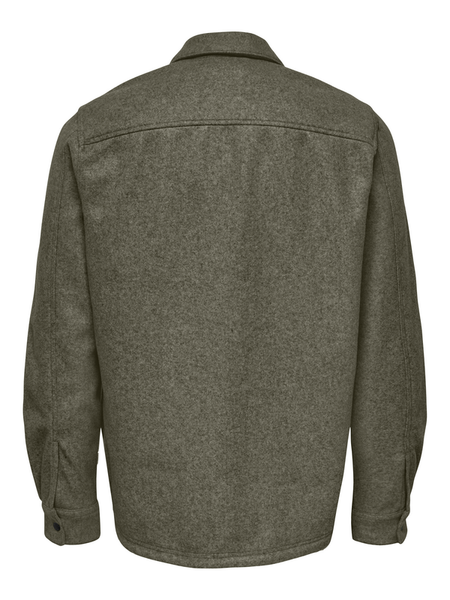 Chemise manches longues  de ONLY and SONS - ONSASH OVR WOOLEN LOOK PKT NOOS - Chemise Manches Longues - S à XXL - pour Homme - olive - ONLY and SONS - View 2
