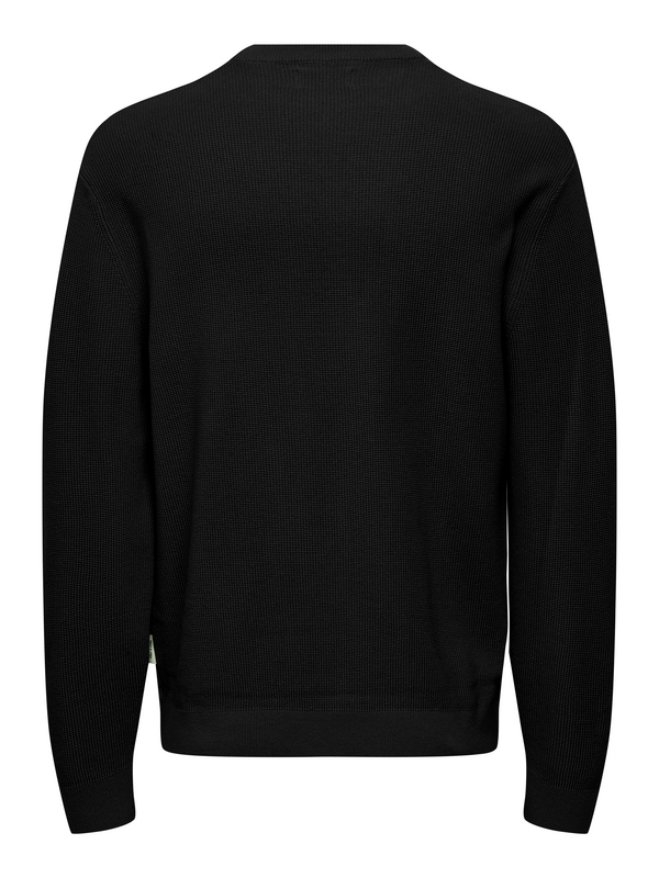 Sweat-shirt  de ONLY and SONS - ONSTONY RLX 12 LS WAFFLE CREW KNIT NOOS - S à XXL - pour Homme - noir - ONLY and SONS - View 2