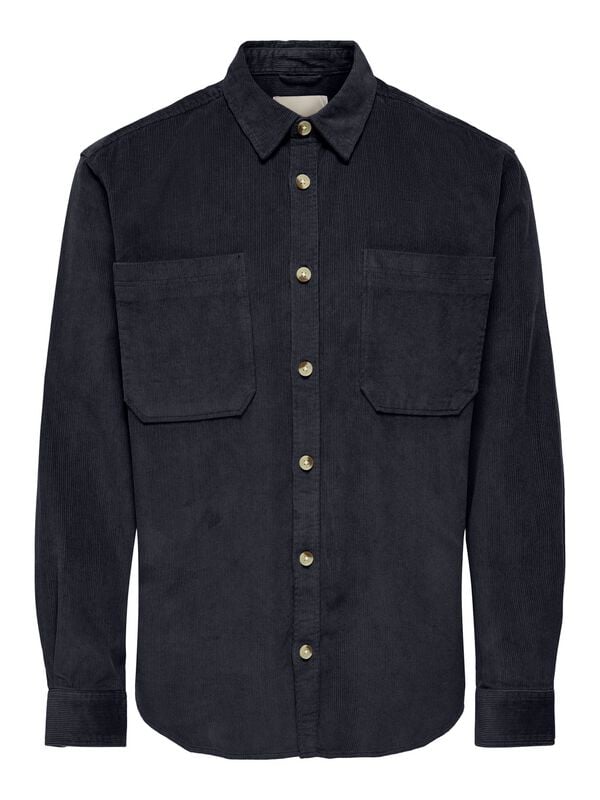 Chemise manches longues  de ONLY and SONS - ONSALP 2PKT WASHD CORD LS SHIRT NOOS - S à XXL - pour Homme - marine - ONLY and SONS