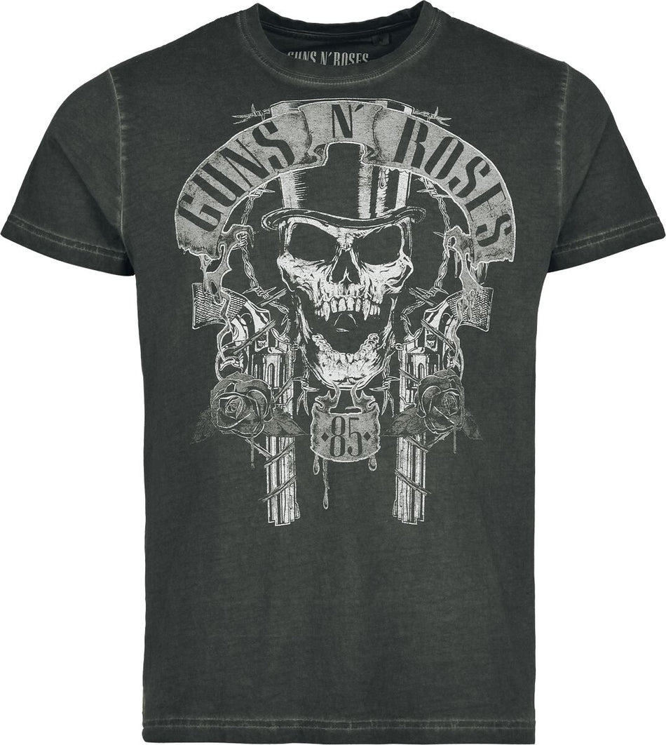 T-Shirt Manches courtes  de Guns N' Roses - Top Hat Skull - S à 4XL - pour Homme - gris - Guns N' Roses