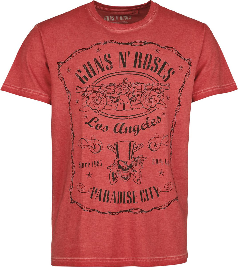 T-Shirt Manches courtes  de Guns N' Roses - Étiquette Paradise City - S à 4XL - pour Homme - rouge - Guns N' Roses