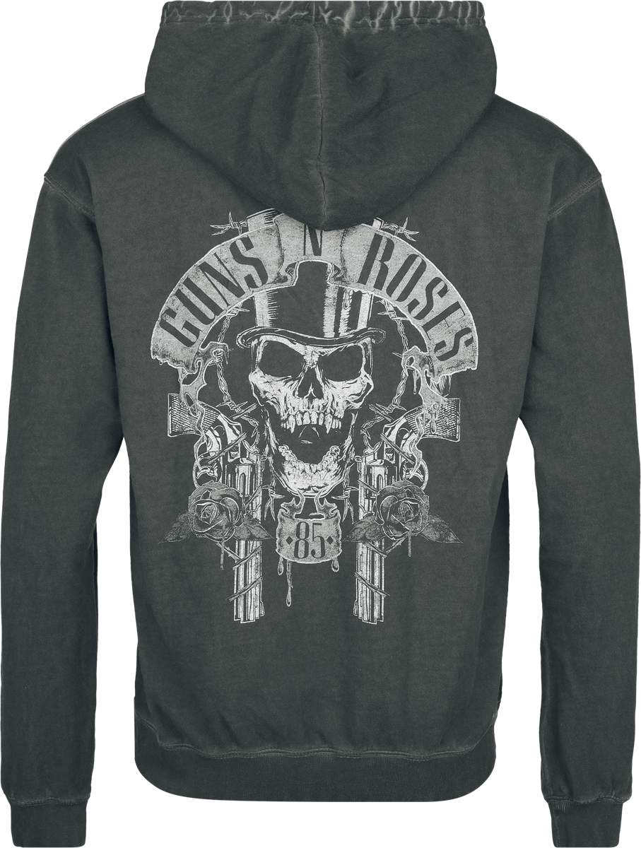 Sweat-shirt à capuche  de Guns N' Roses - Top Hat Skull - S à XXL - pour Homme - gris - Guns N' Roses - View 2