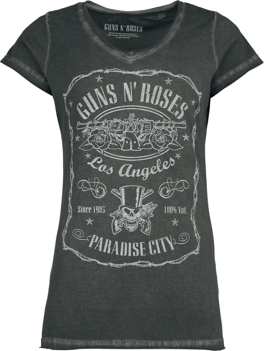 T-Shirt Manches courtes  de Guns N' Roses - Étiquette Paradise City - S à 4XL - pour Femme - gris - Guns N' Roses