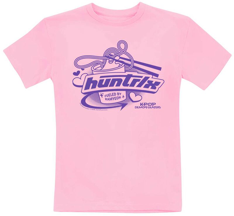 T-shirt  de KPop Demon Hunters - Huntrix - Fueled By Ramyeon - 116 à 152 - pour filles - vieux rose - KPop Demon Hunters