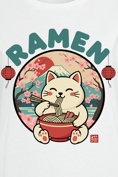 T-Shirt Manches courtes Fun de Tierisch - Ramen Cat - S à XXL - pour Femme - blanc - Tierisch - View 2