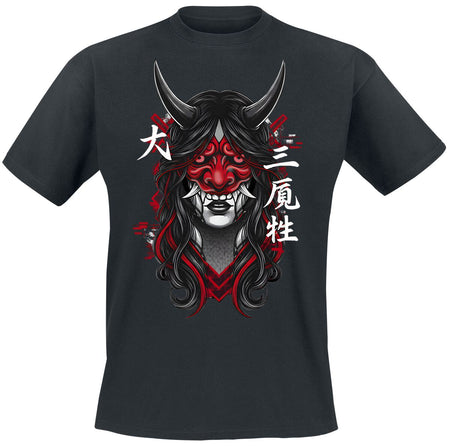 T-Shirt Manches courtes Fun de Funshirt - Masque Oni - M à 3XL - pour Homme - noir - Funshirt