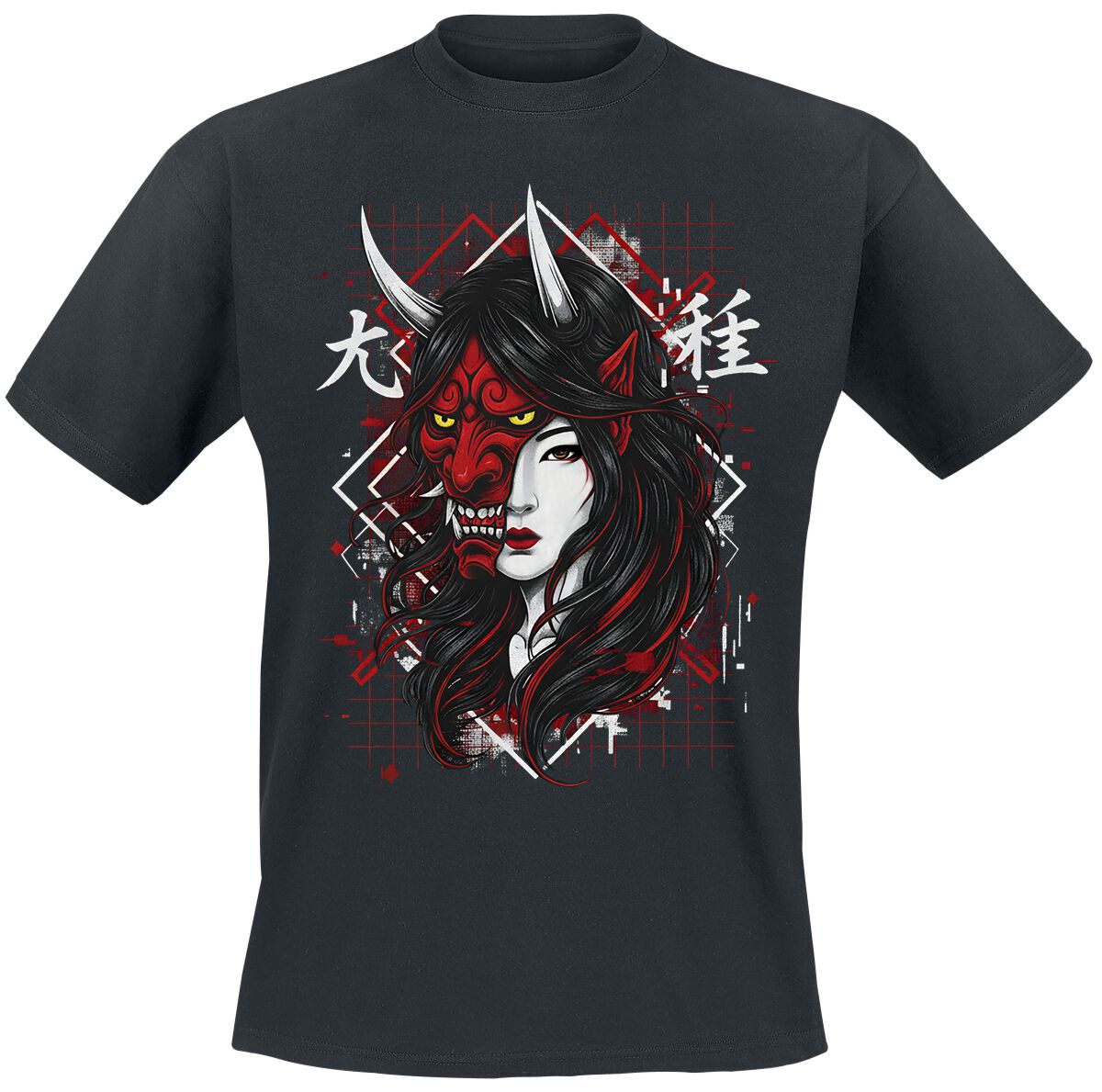 T-Shirt Manches courtes Fun de Funshirt - Masque Oni/Geisha - M à 3XL - pour Homme - noir - Funshirt