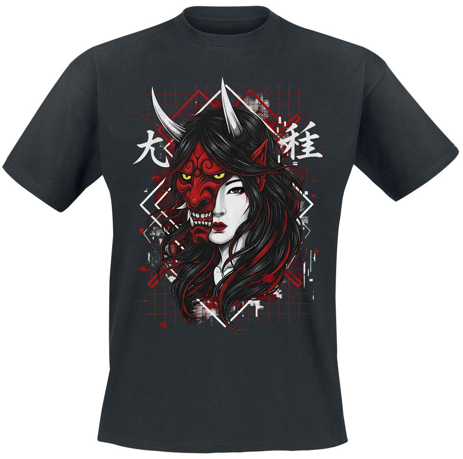 T-Shirt Manches courtes Fun de Funshirt - Masque Oni/Geisha - M à 3XL - pour Homme - noir - Funshirt