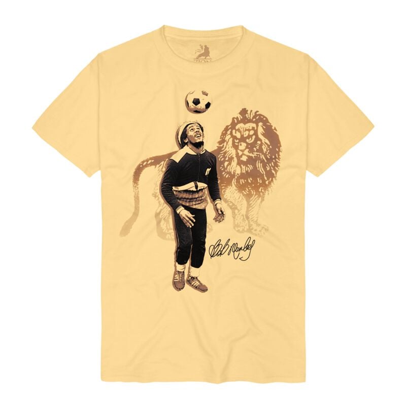 T-Shirt Manches courtes  de Bob Marley - Football Lion - S à 3XL - pour Homme - jaune - Bob Marley