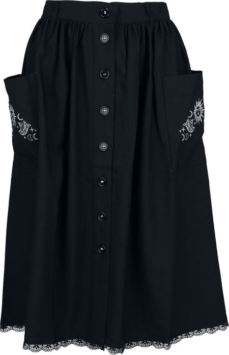 Jupe mi-longue Gothic de Hell Bunny - Danica Skirt - XS à 4XL - pour Femme - noir - hell bunny