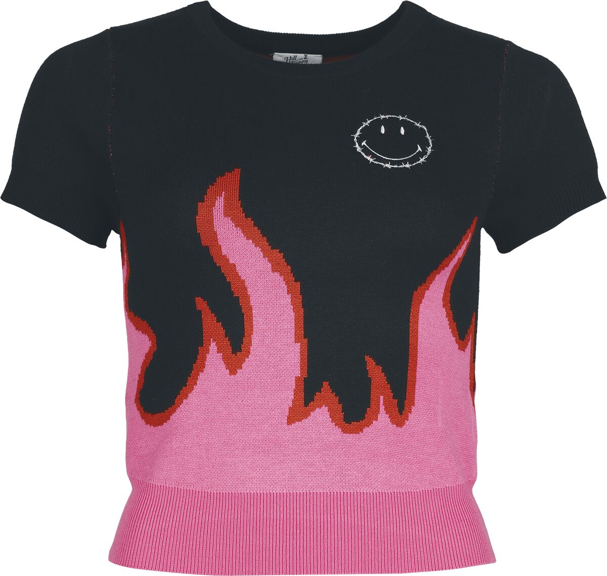 T-Shirt Manches courtes Rockabilly de Hell Bunny - Dylan Top - XS à XXL - pour Femme - noir/rose - hell bunny