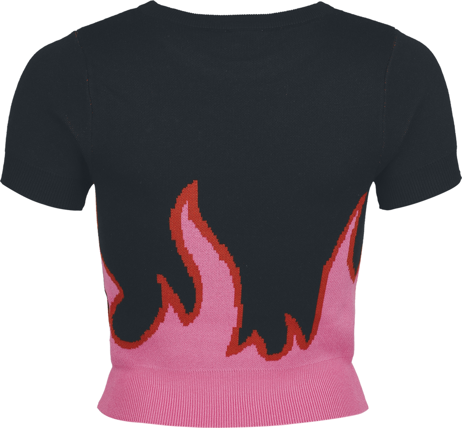 T-Shirt Manches courtes Rockabilly de Hell Bunny - Dylan Top - XS à XXL - pour Femme - noir/rose - hell bunny - View 2