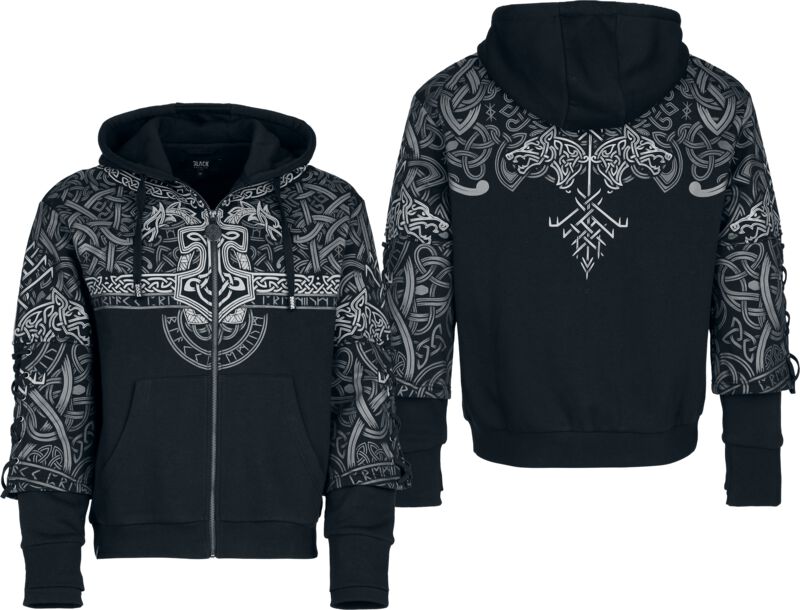 Sweat-shirt zippé à capuche  de Black Premium by EMP - Celtic Blessing - S à XXL - pour Homme - noir - Black Premium by EMP