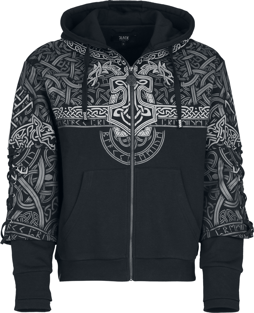 Sweat-shirt zippé à capuche  de Black Premium by EMP - Celtic Blessing - S à XXL - pour Homme - noir - Black Premium by EMP - View 2