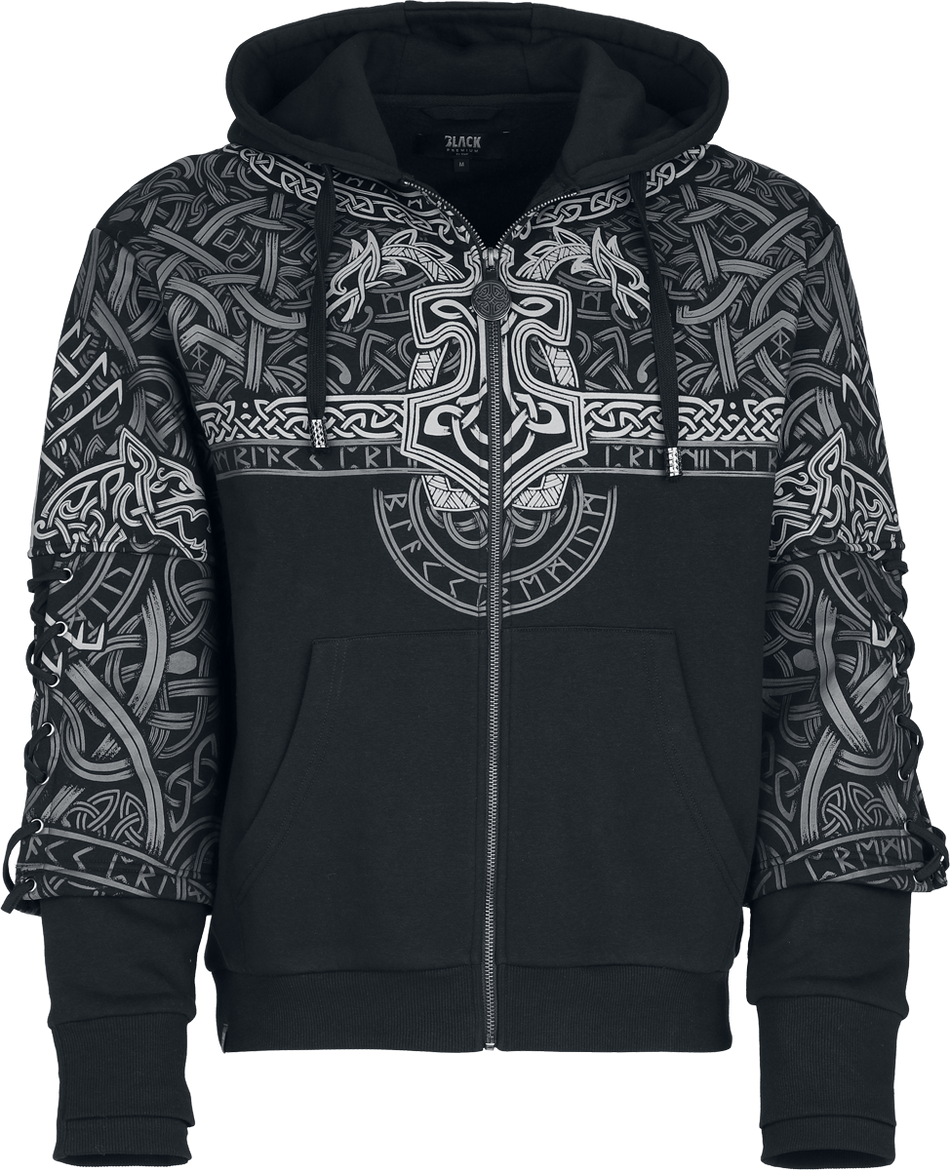 Sweat-shirt zippé à capuche  de Black Premium by EMP - Celtic Blessing - S à XXL - pour Homme - noir - Black Premium by EMP - View 2