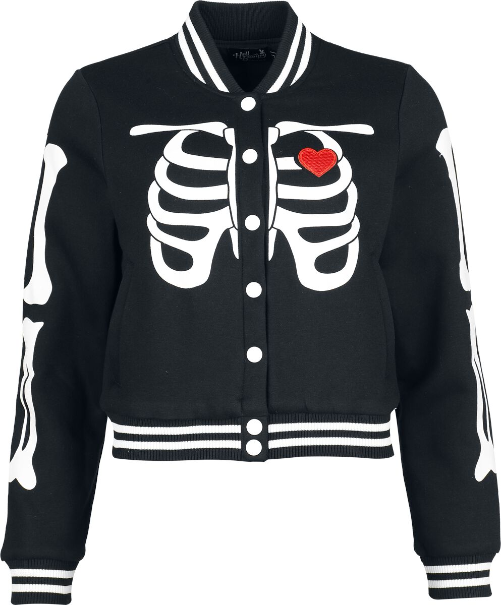 Veste Varsity Rockabilly de Hell Bunny - Veste Squelette - XS à XXL - pour Femme - noir - hell bunny