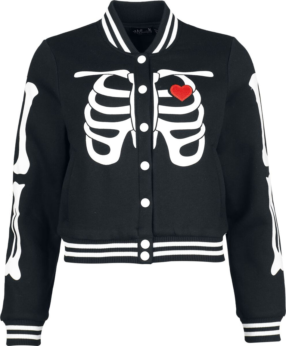 Veste Varsity Rockabilly de Hell Bunny - Veste Squelette - XS à XXL - pour Femme - noir - hell bunny
