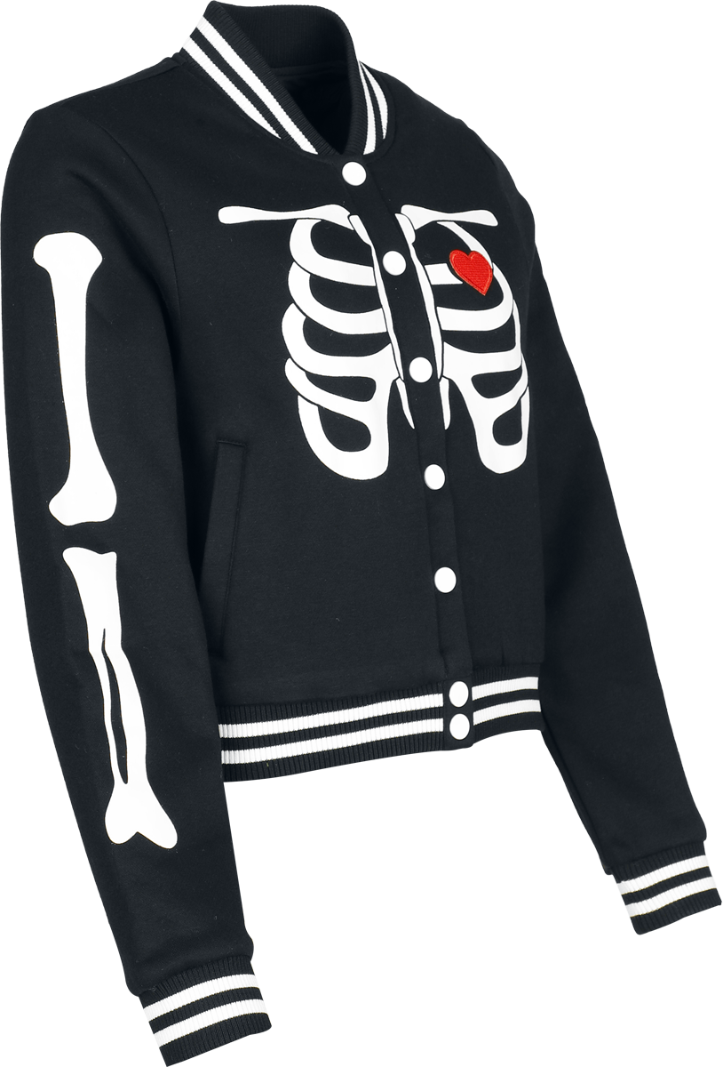 Veste Varsity Rockabilly de Hell Bunny - Veste Squelette - XS à XXL - pour Femme - noir - hell bunny - View 2