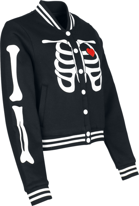 Veste Varsity Rockabilly de Hell Bunny - Veste Squelette - XS à XXL - pour Femme - noir - hell bunny - View 2