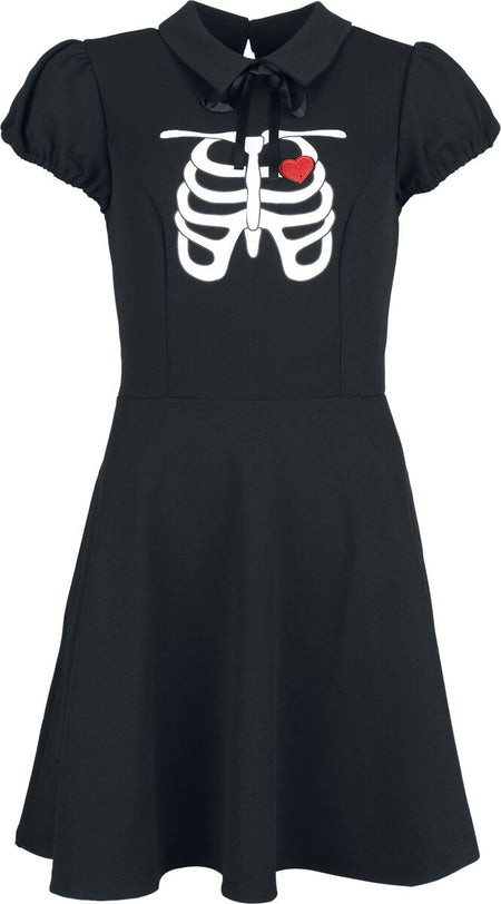 Robe courte Rockabilly de Hell Bunny - Skeleton - Robe - XS à 4XL - pour Femme - noir - hell bunny