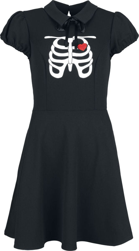Robe courte Rockabilly de Hell Bunny - Skeleton - Robe - XS à 4XL - pour Femme - noir - hell bunny