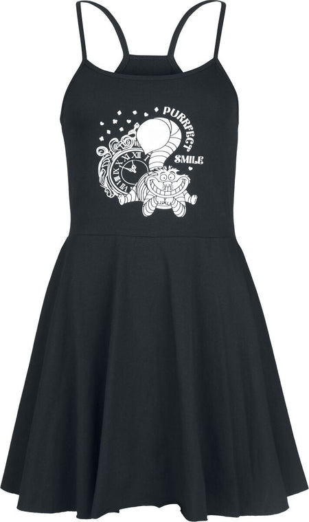 Robe mi-longue Disney de Alice Au Pays Des Merveilles - Grinsekatze - Purrfect Smile - S à 3XL - pour Femme - noir - Alice Au Pays Des Merveilles