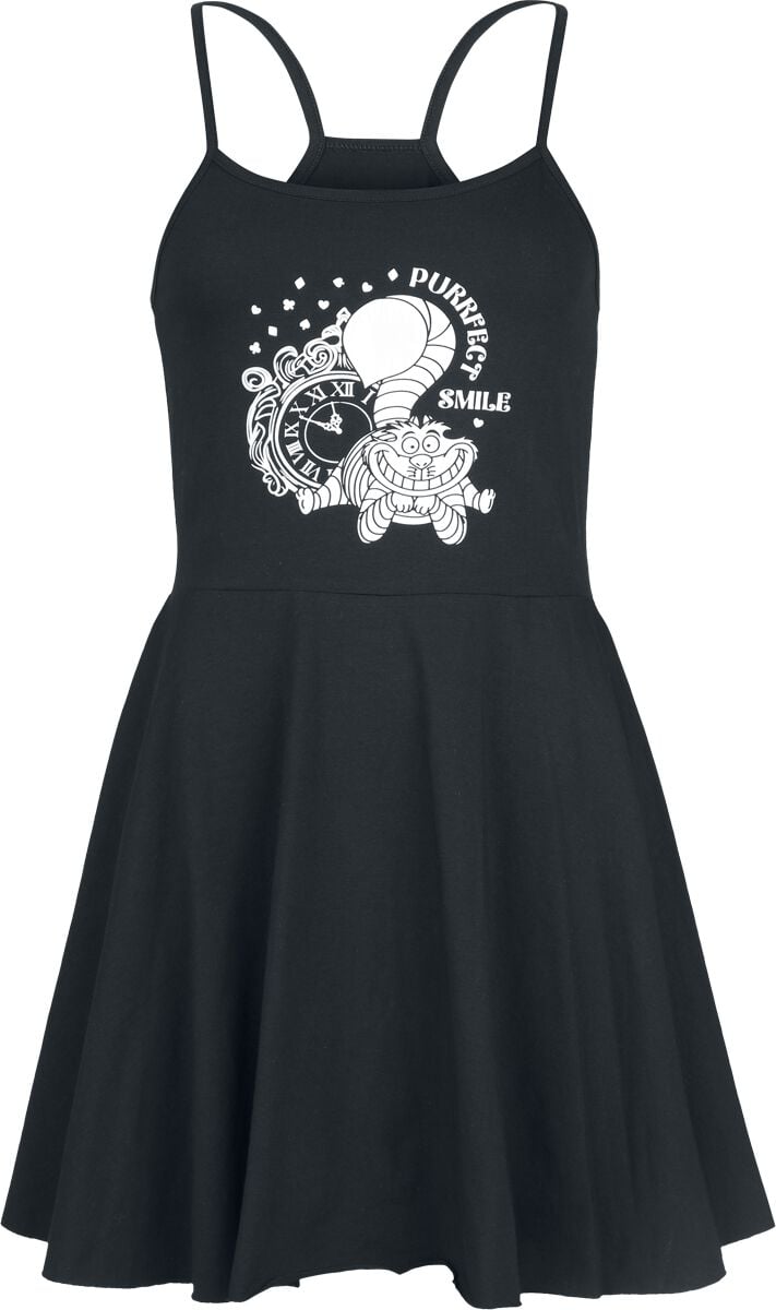 Robe mi-longue Disney de Alice Au Pays Des Merveilles - Grinsekatze - Purrfect Smile - S à 3XL - pour Femme - noir - Alice Au Pays Des Merveilles