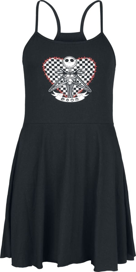 Robe mi-longue Disney de L'Étrange Noël De Monsieur Jack - Jack Skellington - Cœur - S à 3XL - pour Femme - noir - L'Étrange Noël De Monsieur Jack