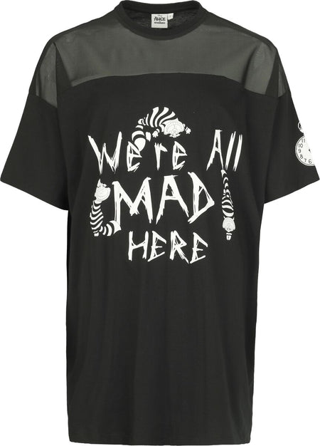 T-Shirt Manches courtes Disney de Alice Au Pays Des Merveilles - Le Chat Du Cheshire - We're All Mad Here - S à 3XL - pour Femme - noir - Alice Au Pays Des Merveilles