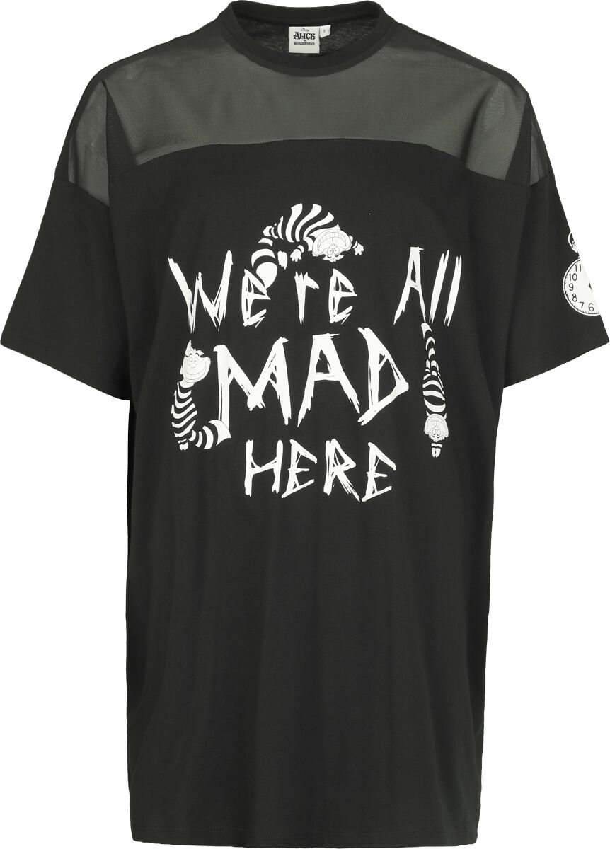 T-Shirt Manches courtes Disney de Alice Au Pays Des Merveilles - Le Chat Du Cheshire - We're All Mad Here - S à 3XL - pour Femme - noir - Alice Au Pays Des Merveilles
