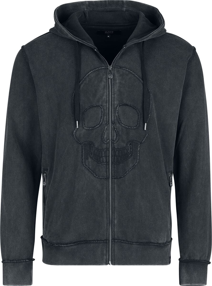 Sweat-shirt zippé à capuche  de Black Premium by EMP - Crâne & Os - S à XXL - pour Homme - gris - Black Premium by EMP