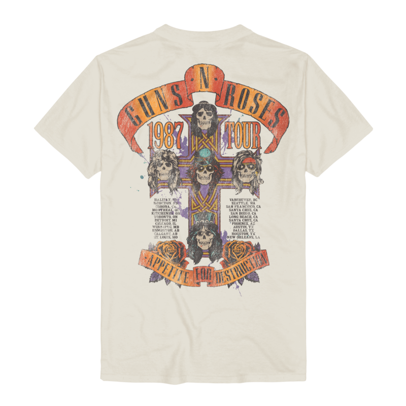 T-Shirt Manches courtes  de Guns N' Roses - Appetite Tour 1987 - S à 3XL - pour Homme - naturel - Guns N' Roses - View 2
