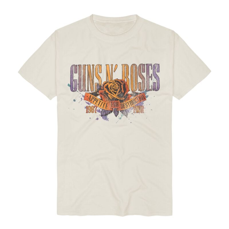 T-Shirt Manches courtes  de Guns N' Roses - Appetite Tour 1987 - S à 3XL - pour Homme - naturel - Guns N' Roses