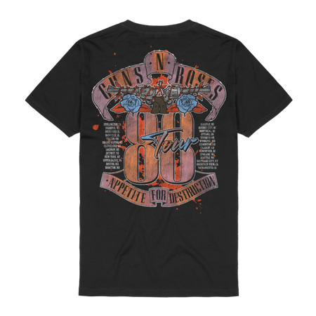 T-Shirt Manches courtes  de Guns N' Roses - Appetite Tour 1988 Pistols - S à 3XL - pour Homme - noir - Guns N' Roses - View 2