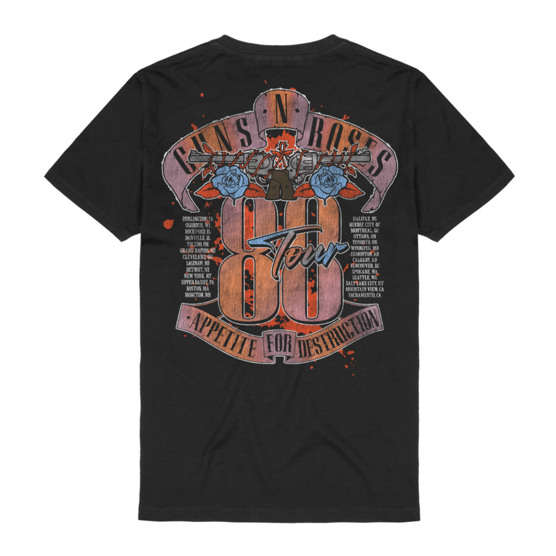 T-Shirt Manches courtes  de Guns N' Roses - Appetite Tour 1988 Pistols - S à 3XL - pour Homme - noir - Guns N' Roses - View 2