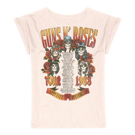 T-Shirt Manches courtes  de Guns N' Roses - Appetite Tour 1988 Roses - S à 3XL - pour Femme - rose clair - Guns N' Roses - View 2