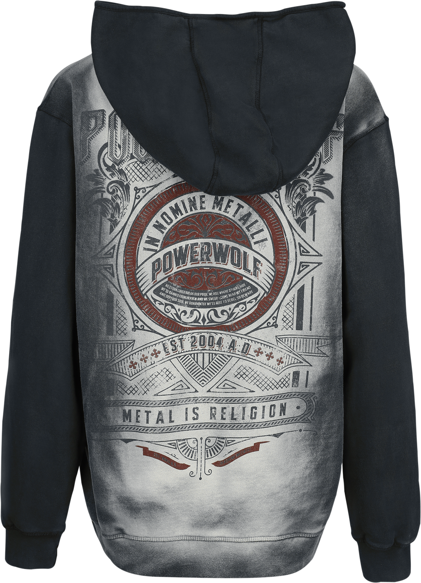 Sweat-shirt zippé à capuche  de Powerwolf - Script Emblem - S à XXL - pour Homme - noir/gris - Powerwolf - View 2