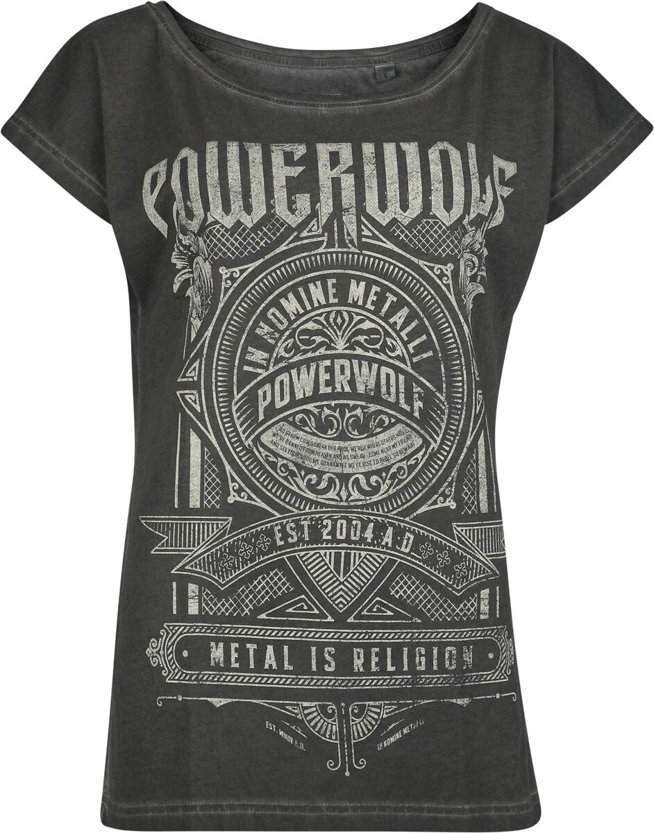 T-Shirt Manches courtes  de Powerwolf - Emblem - S à 4XL - pour Femme - anthracite - Powerwolf