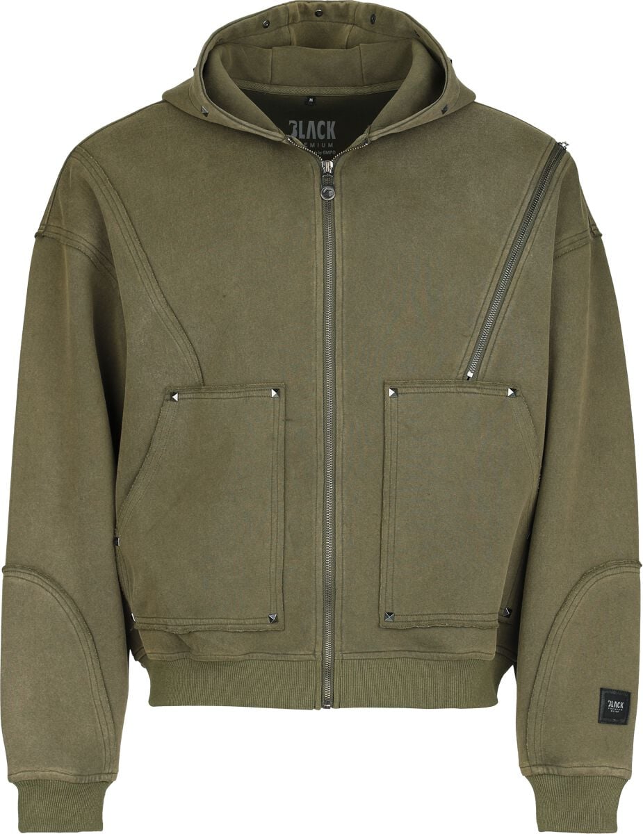 Sweat-shirt zippé à capuche  de Black Premium by EMP - Essential - S à XXL - pour Homme - olive - Black Premium by EMP