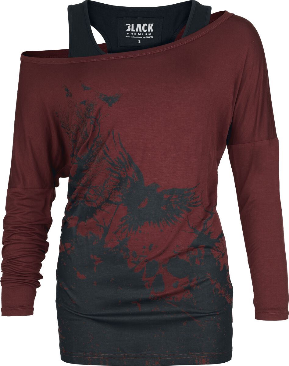 T-shirt manches longues  de Black Premium by EMP - Busting Loose - S à XXL - pour Femme - bordeaux - Black Premium by EMP