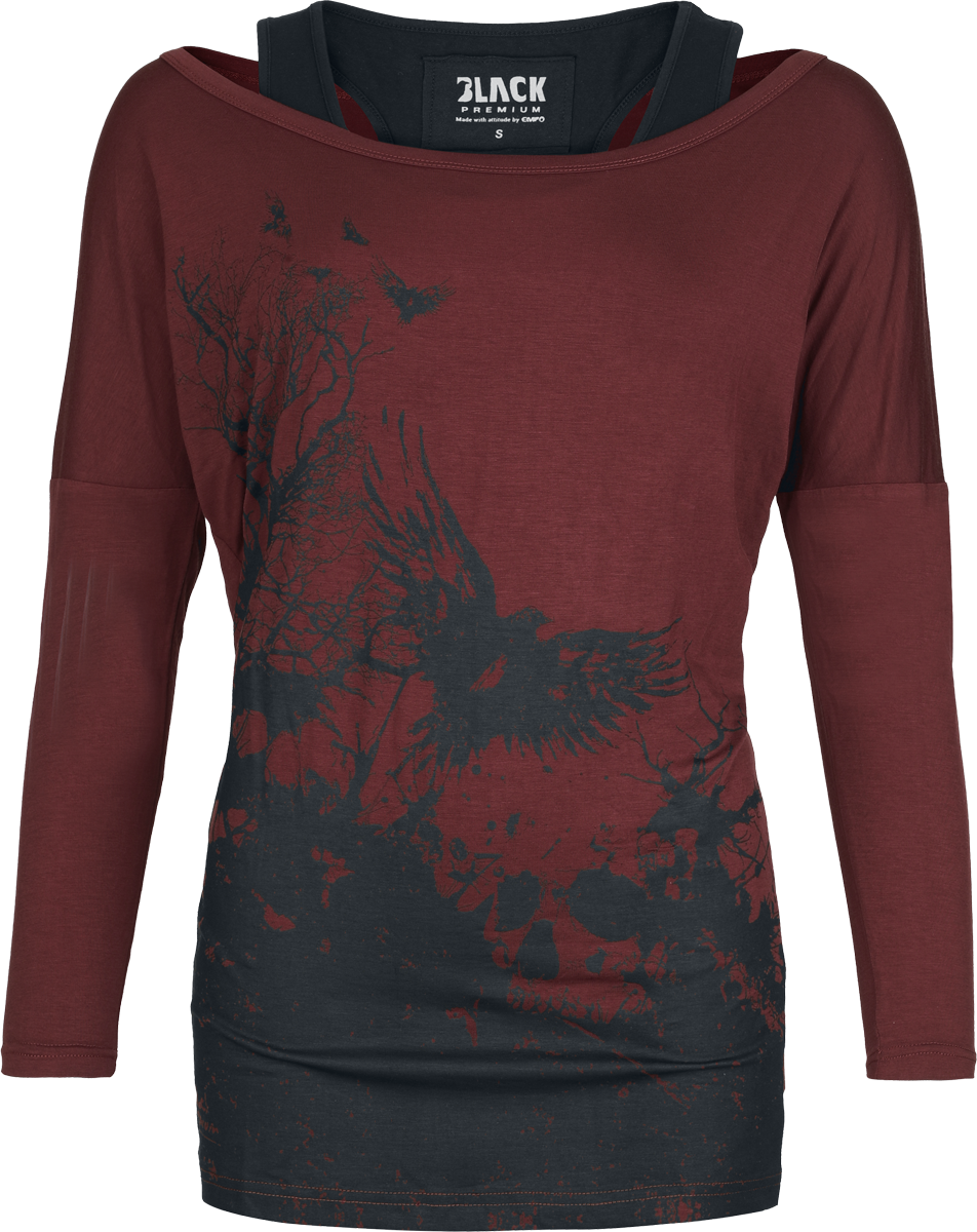 T-shirt manches longues  de Black Premium by EMP - Busting Loose - S à XXL - pour Femme - bordeaux - Black Premium by EMP - View 2