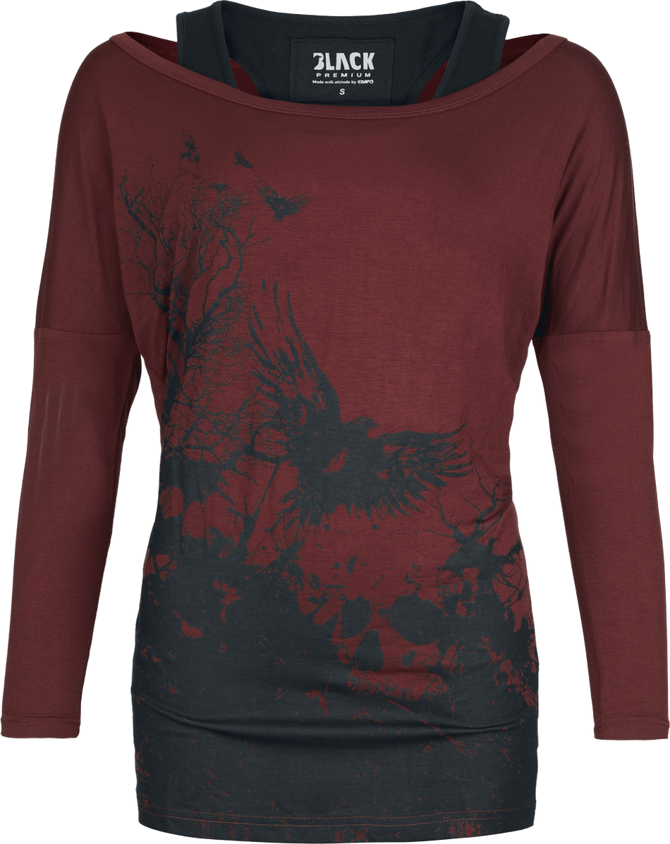 T-shirt manches longues  de Black Premium by EMP - Busting Loose - S à XXL - pour Femme - bordeaux - Black Premium by EMP - View 2