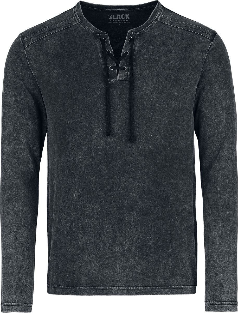 T-shirt manches longues  de Black Premium by EMP - Essential - Haut Manches Longues Lacé - S à XXL - pour Homme - anthracite - Black Premium by EMP
