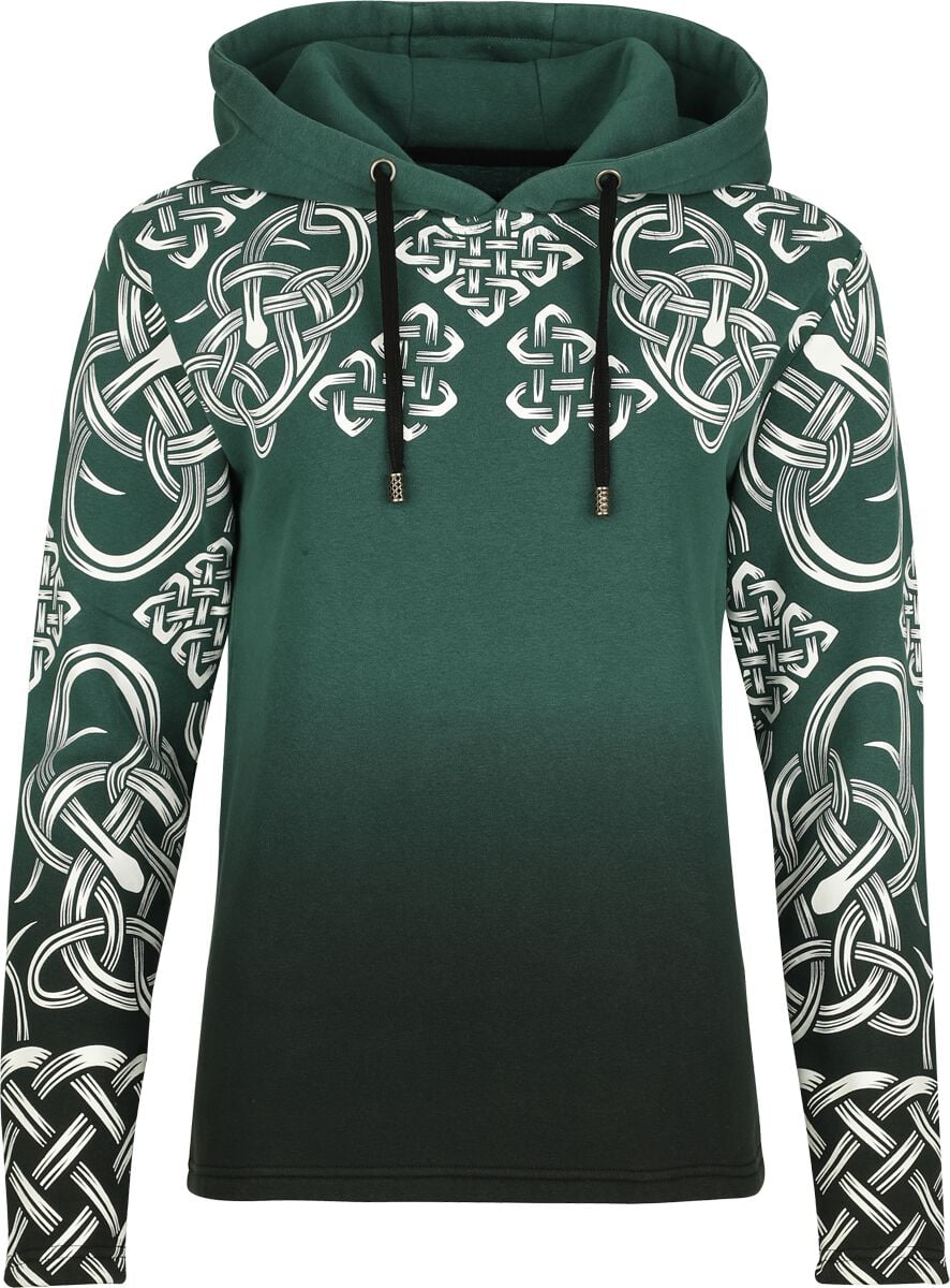 Sweat-shirt à capuche  de Black Premium by EMP - Sweat à Capuche avec Impirmé Celtique - S à XXL - pour Femme - vert - Black Premium by EMP