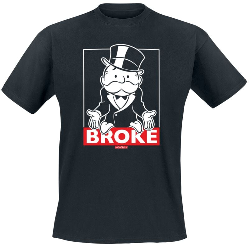 T-Shirt Manches courtes Gaming de Monopoly - Mr. Monopoly - Broke - S à XXL - pour Homme - noir - Monopoly