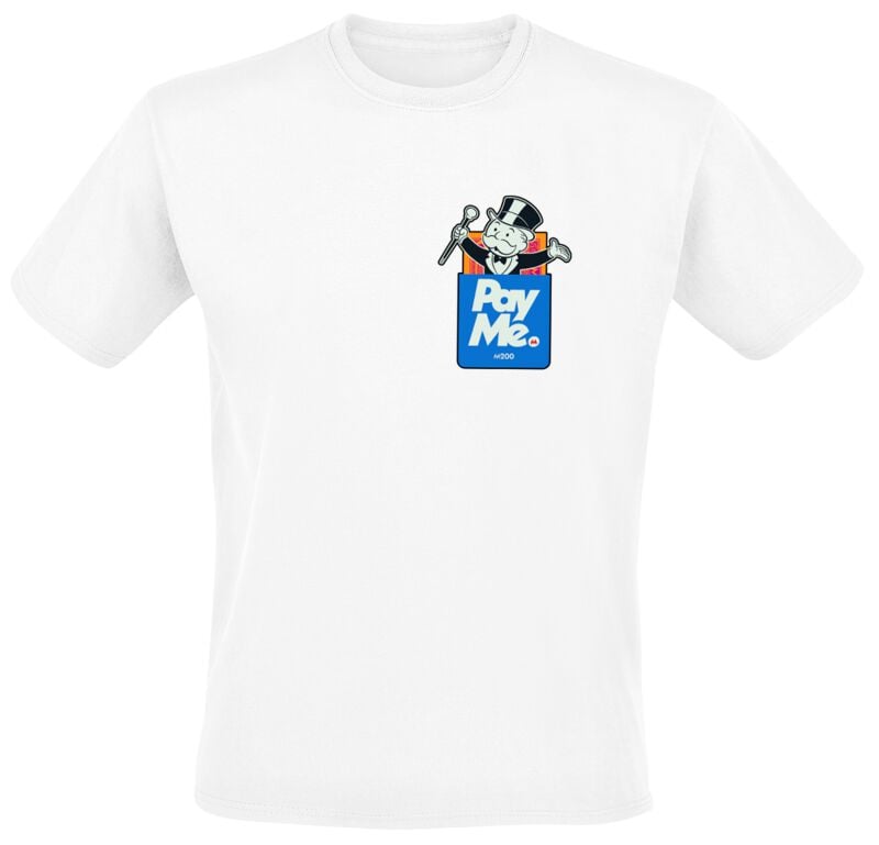 T-Shirt Manches courtes Gaming de Monopoly - Pay Me - S à XXL - pour Homme - blanc - Monopoly