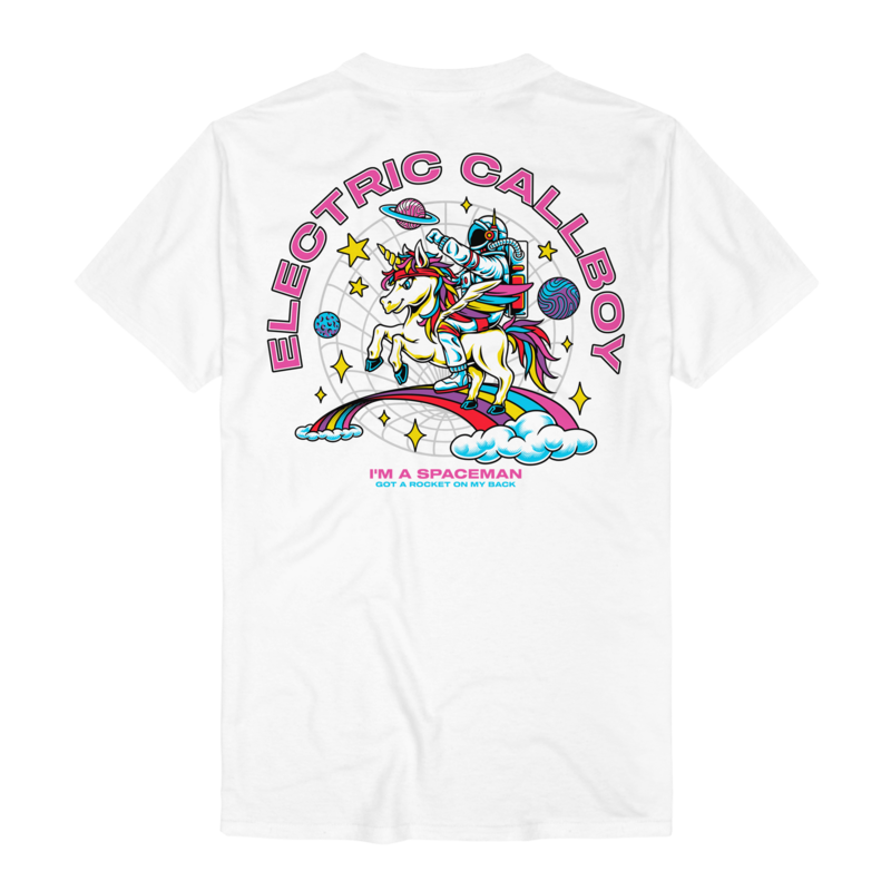 T-Shirt Manches courtes  de Electric Callboy - Spaceman Unicorn - S à 3XL - pour Homme - blanc - Electric Callboy - View 2